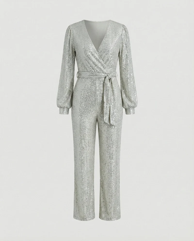 Damen Jumpsuit Pailletten elegant