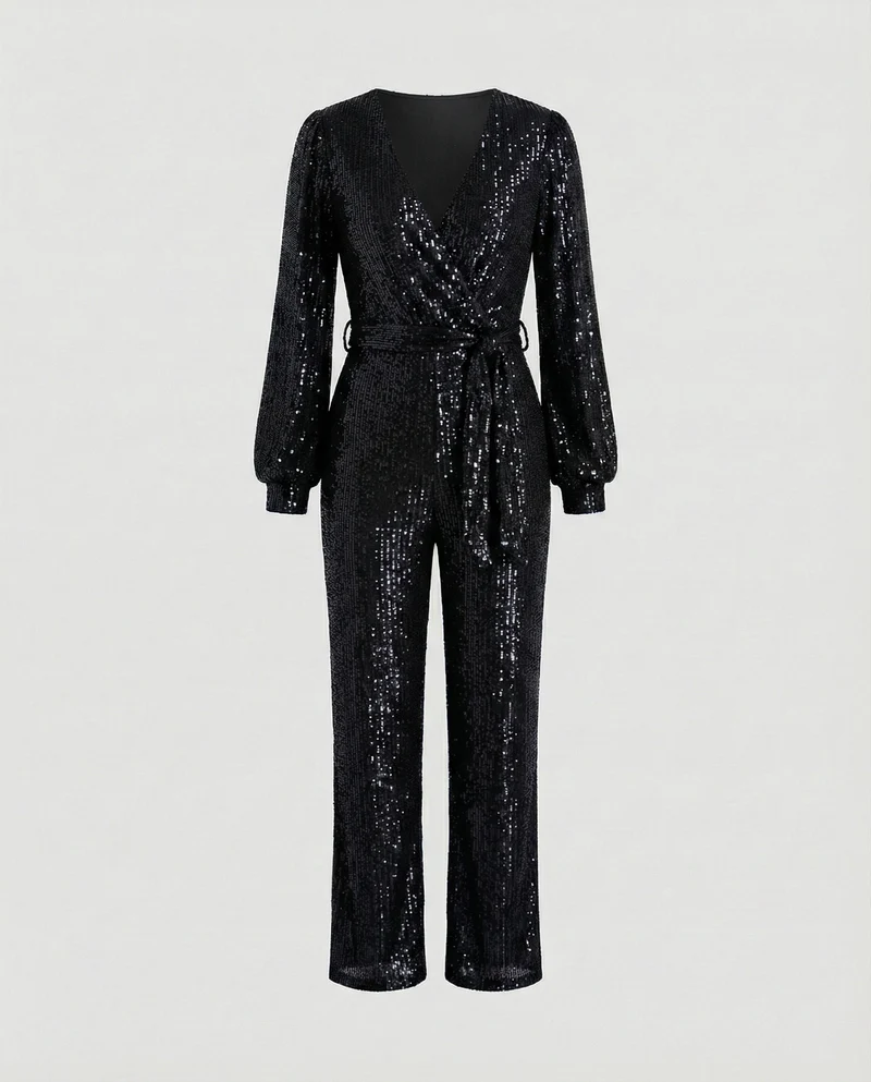 Damen Jumpsuit Pailletten elegant