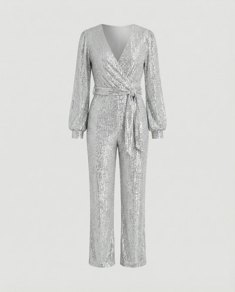 Damen Jumpsuit Pailletten elegant