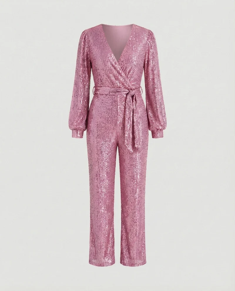 Damen Jumpsuit Pailletten elegant