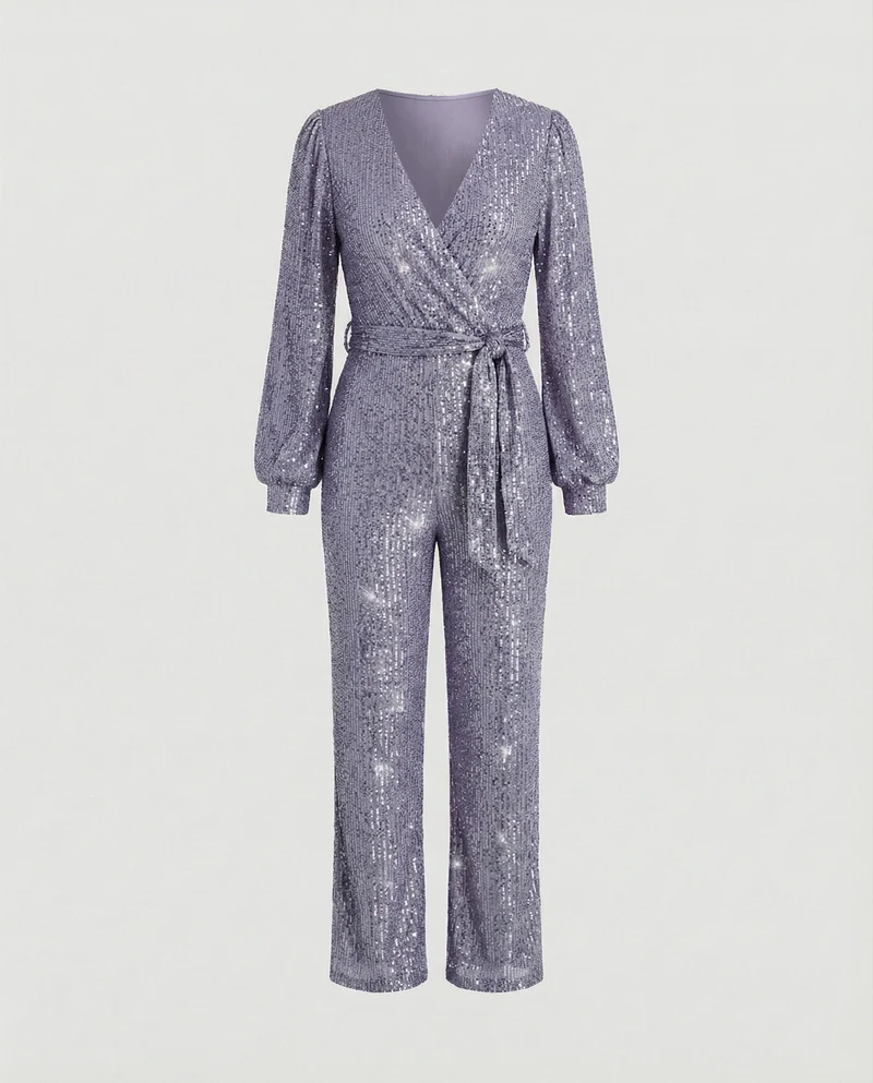 Damen Jumpsuit Pailletten elegant