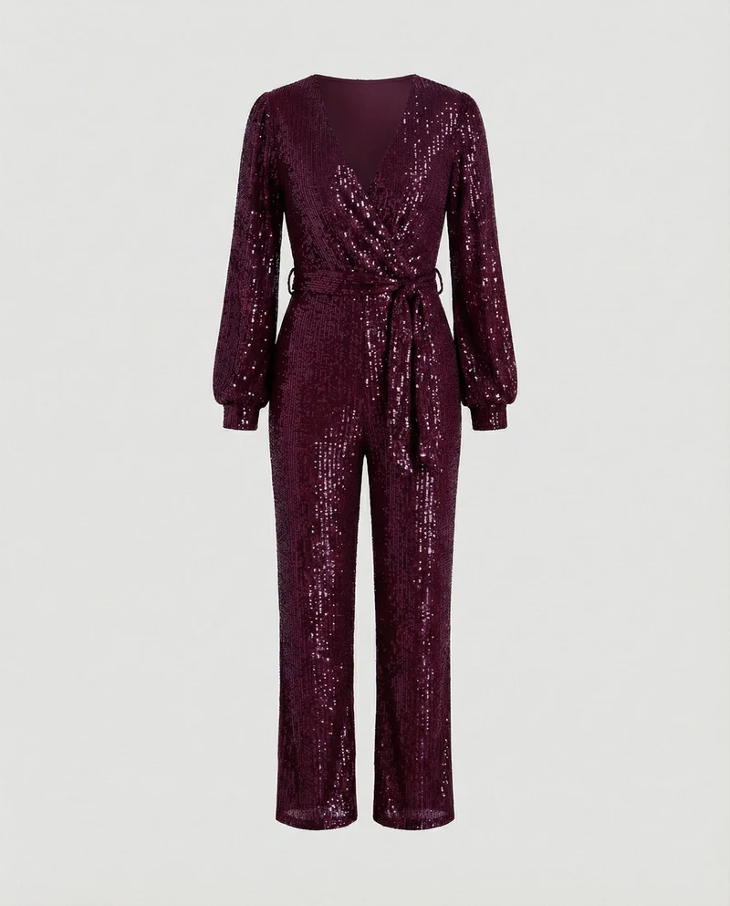 Damen Jumpsuit Pailletten elegant