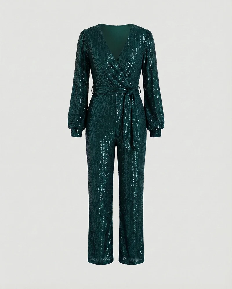 Damen Jumpsuit Pailletten elegant