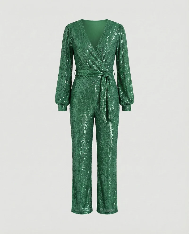 Damen Jumpsuit Pailletten elegant