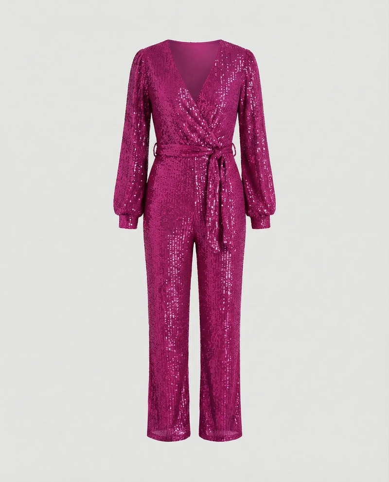 Damen Jumpsuit Pailletten elegant