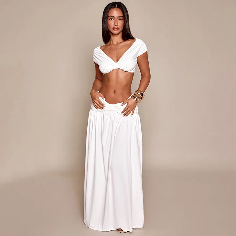 Damen Elegantes Cropped Top und Maxirock Set Nord Taschen