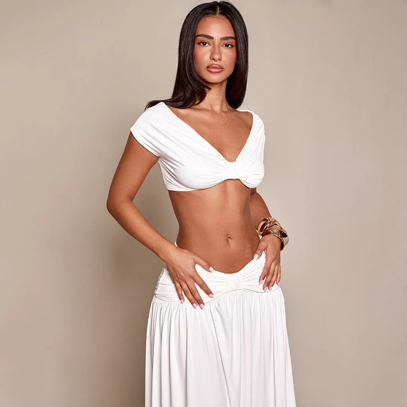 Damen Elegantes Cropped Top und Maxirock Set Nord Taschen
