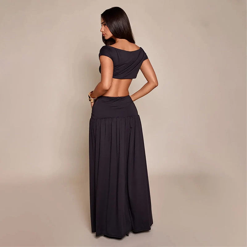 Damen Elegantes Cropped Top und Maxirock Set Nord Taschen