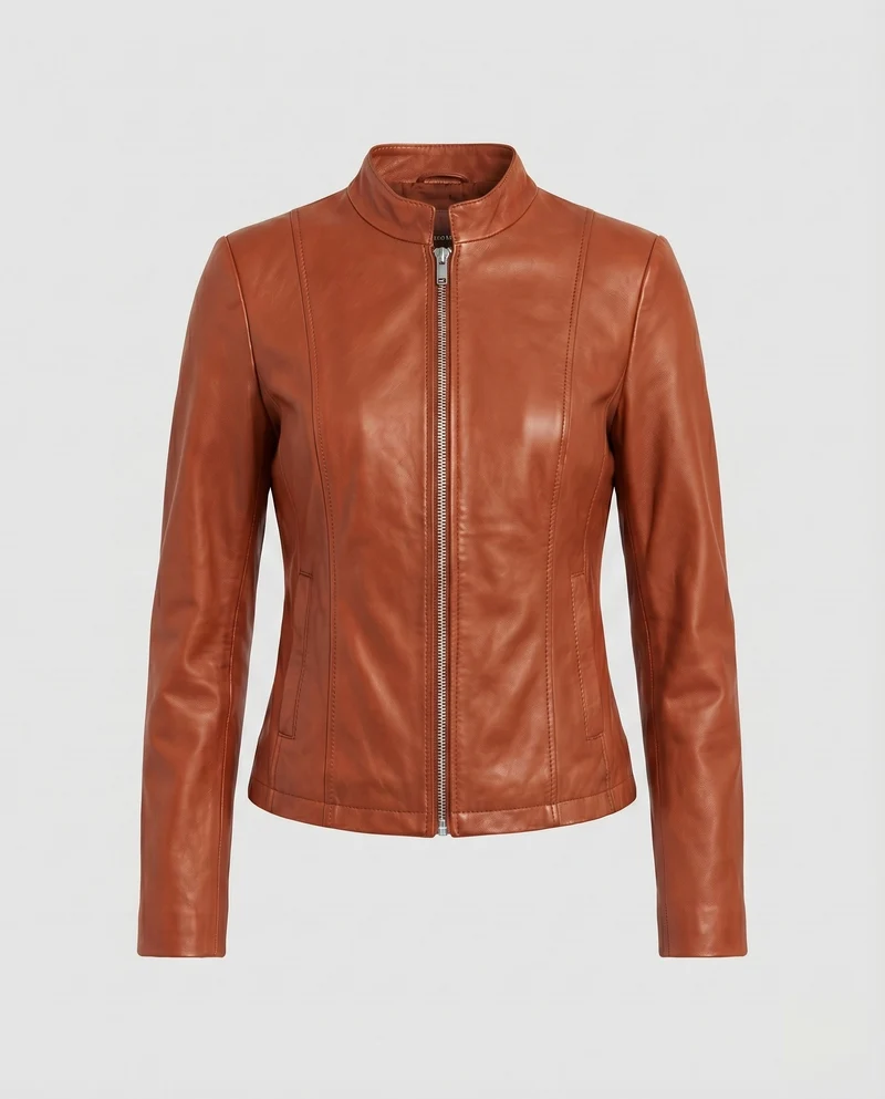 Damen City-Riderjacke Stehkragenlasche 2-Wege-Zipp Schmal