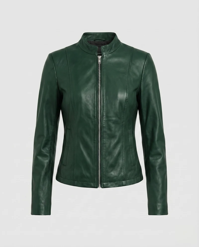 Damen City-Riderjacke Stehkragenlasche 2-Wege-Zipp Schmal