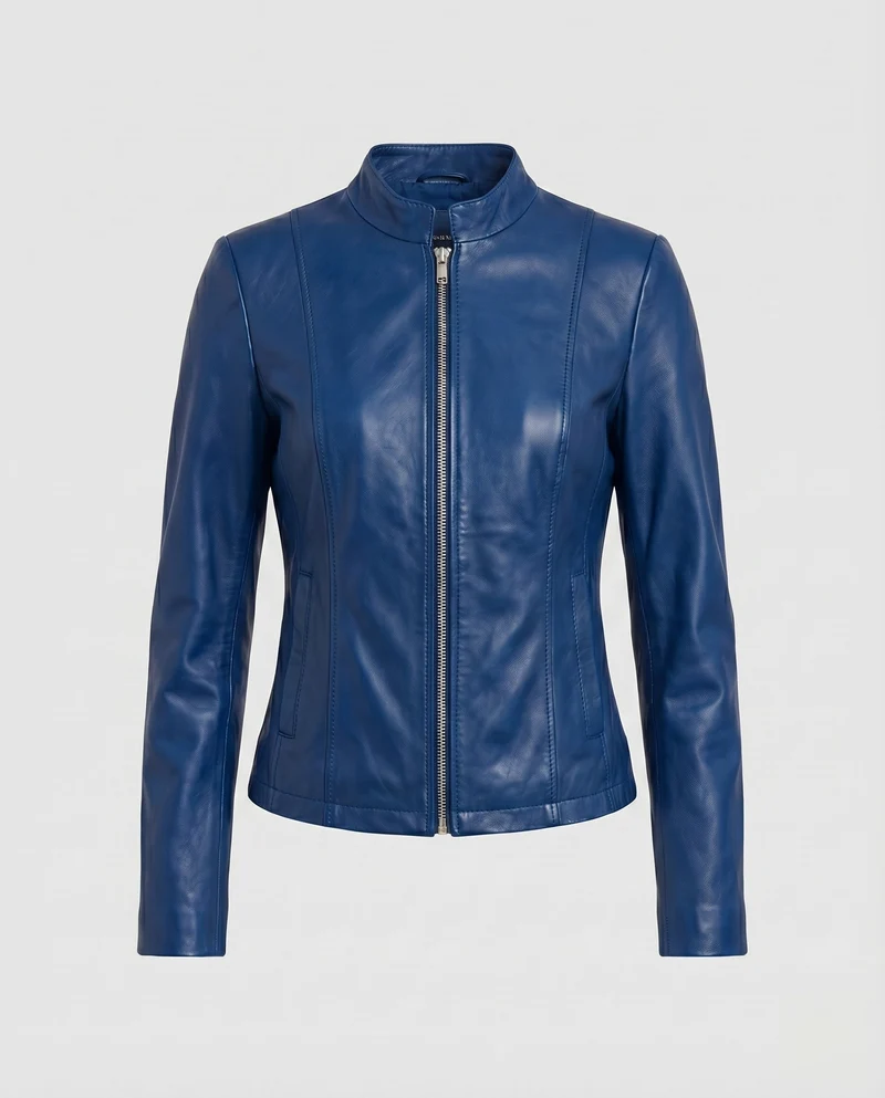 Damen City-Riderjacke Stehkragenlasche 2-Wege-Zipp Schmal