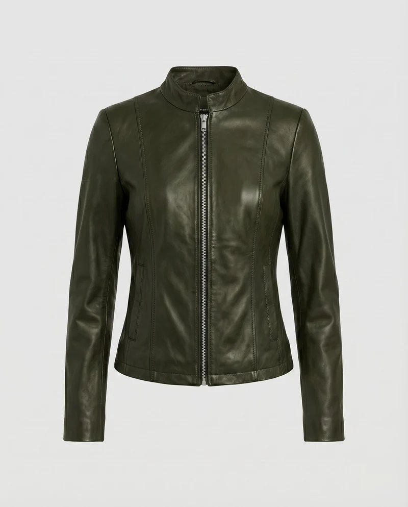 Damen City-Riderjacke Stehkragenlasche 2-Wege-Zipp Schmal