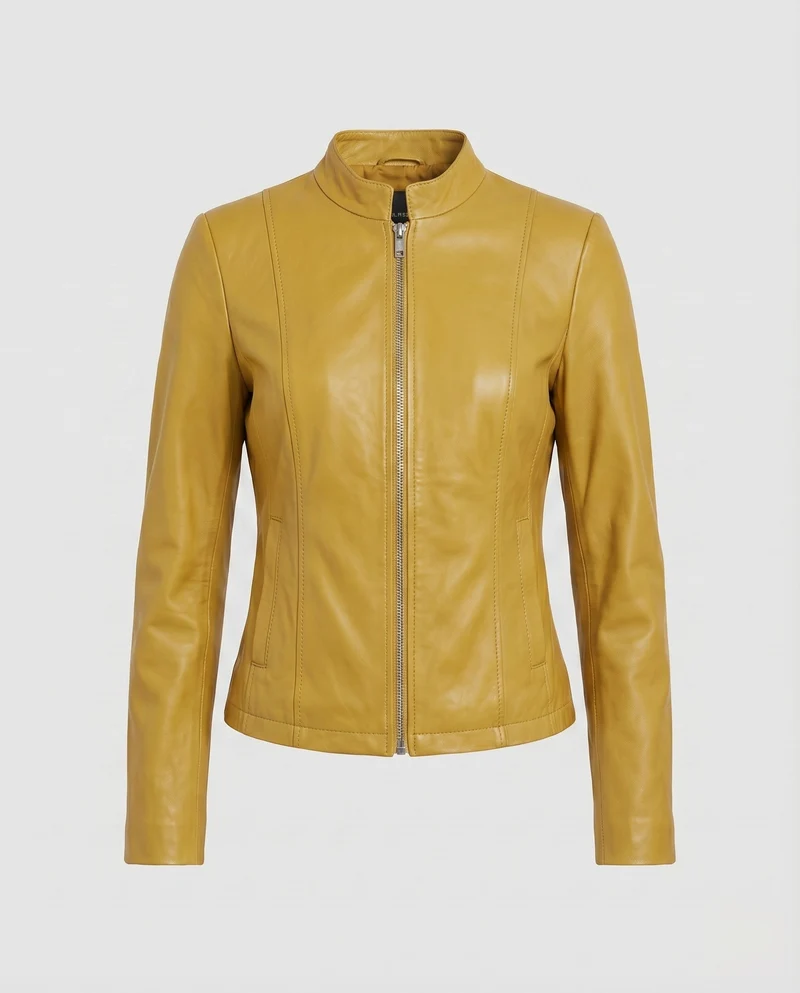 Damen City-Riderjacke Stehkragenlasche 2-Wege-Zipp Schmal