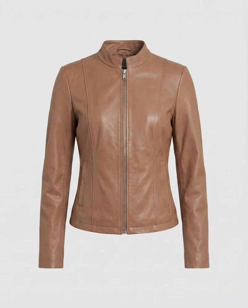 Damen City-Riderjacke Stehkragenlasche 2-Wege-Zipp Schmal