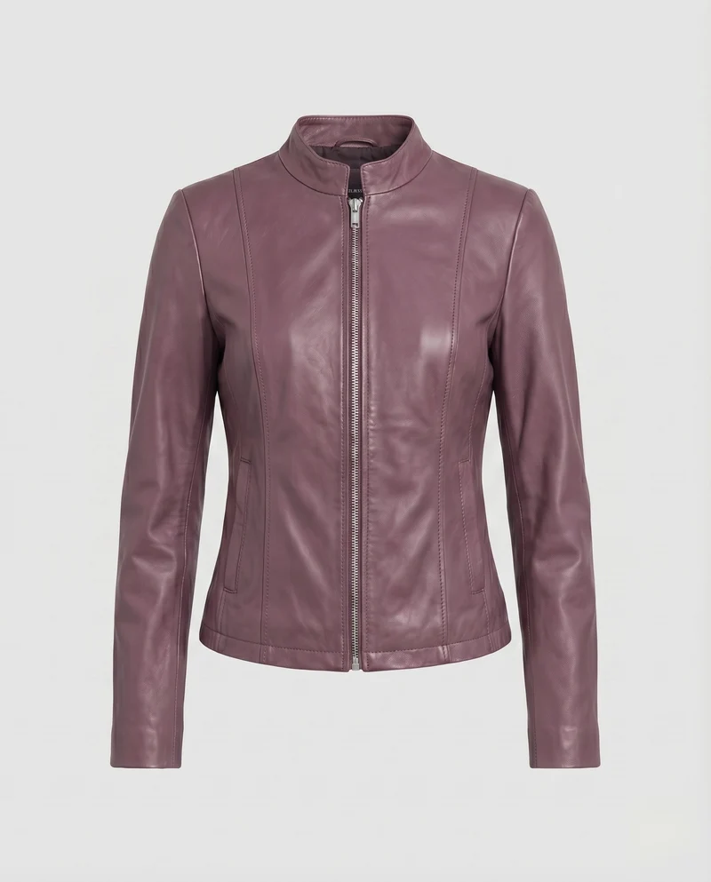 Damen City-Riderjacke Stehkragenlasche 2-Wege-Zipp Schmal