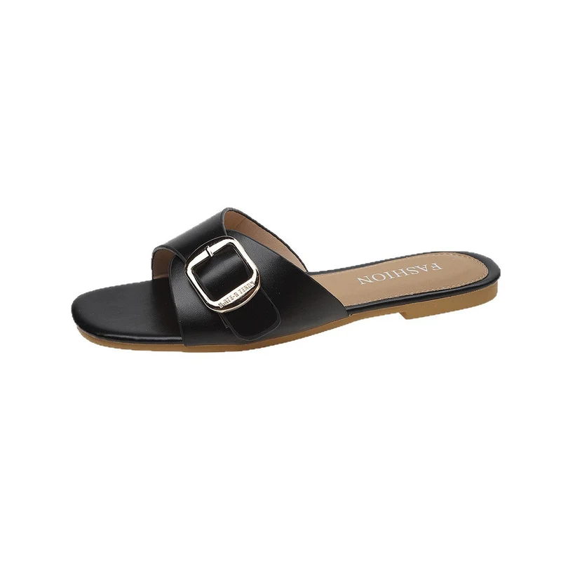 Damen elegante Schlappen mit dekorativer Schnalle
