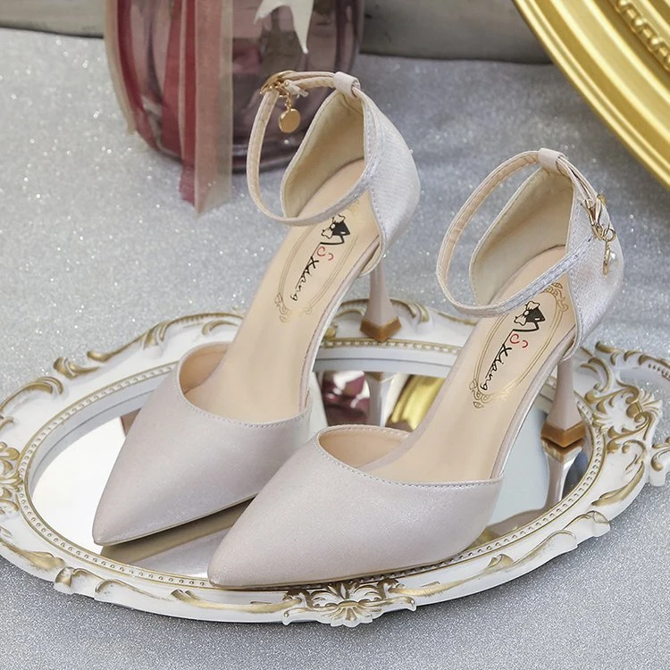Damen elegante Spitzen Hochhackige Schuhe mit zierlichen Riemen