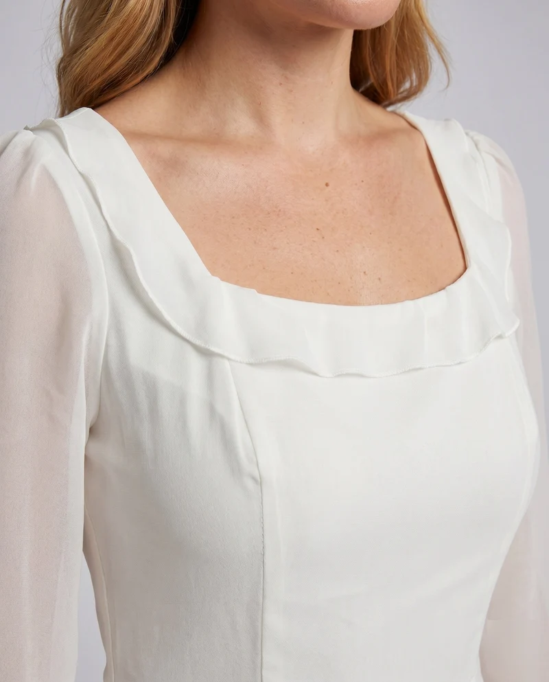 Damen Elegantes Maxikleid mit voluminösen Rüschen und transparentem Oberteil