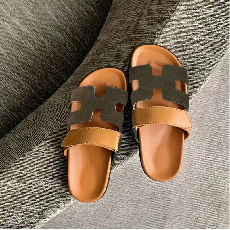 Damen Bequeme Zehentrenner-Sandalen mit breiten Riemen und rutschfester Sohle Nord Taschen