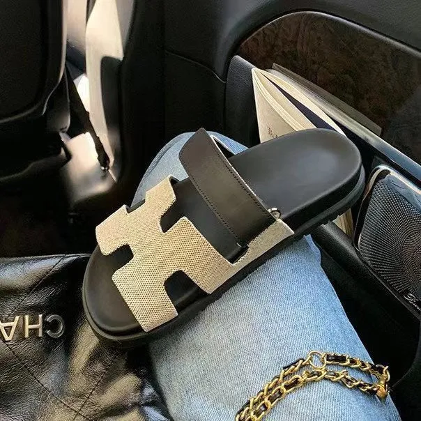 Damen Bequeme Zehentrenner-Sandalen mit breiten Riemen und rutschfester Sohle Nord Taschen