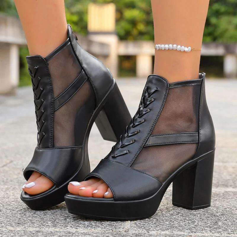 Damen Sexy High-Heels mit transparenten Einsätzen