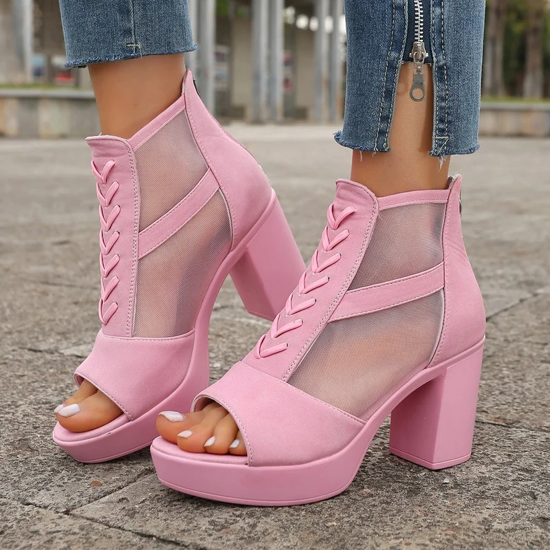 Damen Sexy High-Heels mit transparenten Einsätzen
