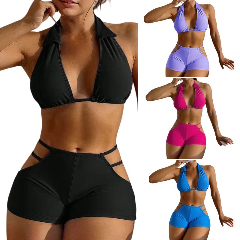 Damen Sportlicher Bikinis mit hoher Taille