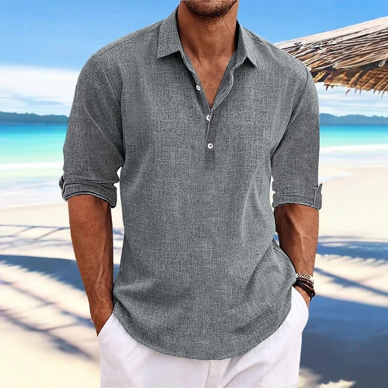 Herren lässiges Langarmhemd mit Knopfleiste und modernen Details Nord Taschen