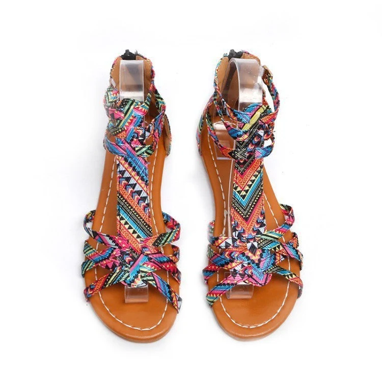 Damen verstellbare Freizeit-Sandalen mit buntem Design und komfortablem Fußbett Nord Taschen