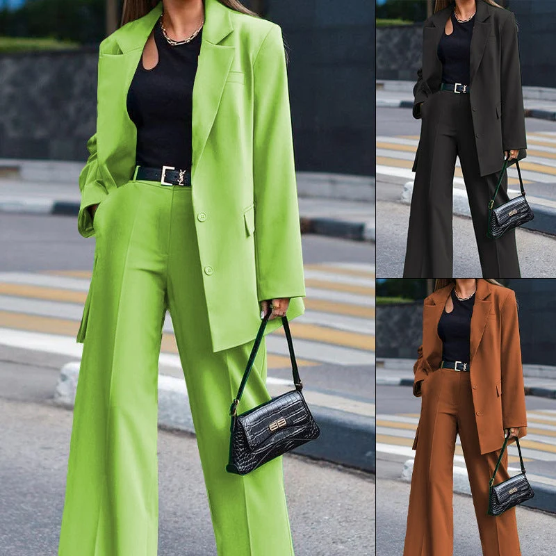 Damen Oversized Blazer und Weite Hose Kombination Nord Taschen