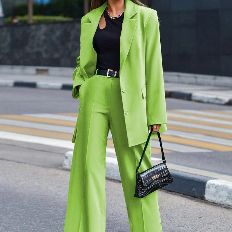 Damen Oversized Blazer und Weite Hose Kombination Nord Taschen