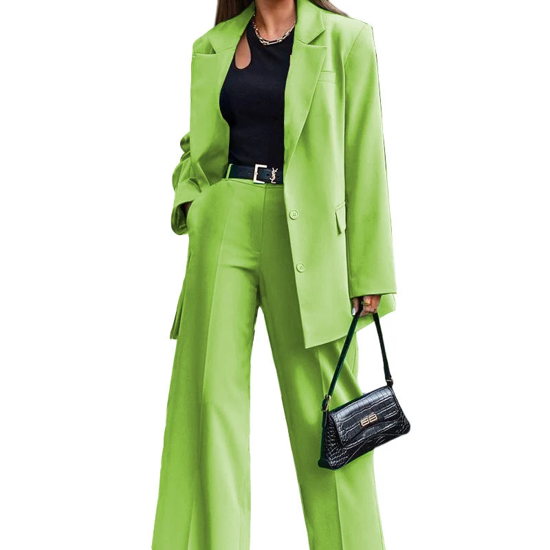 Damen Oversized Blazer und Weite Hose Kombination Nord Taschen