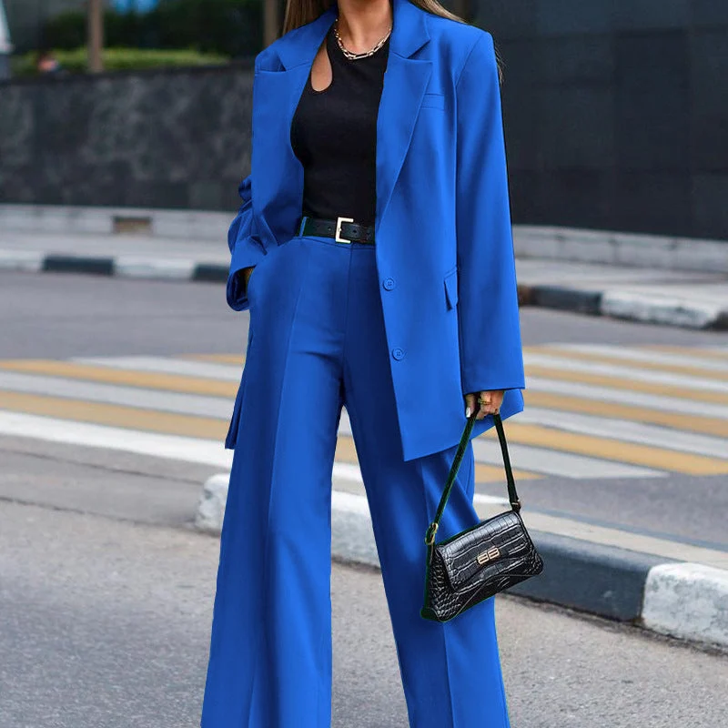 Damen Oversized Blazer und Weite Hose Kombination Nord Taschen