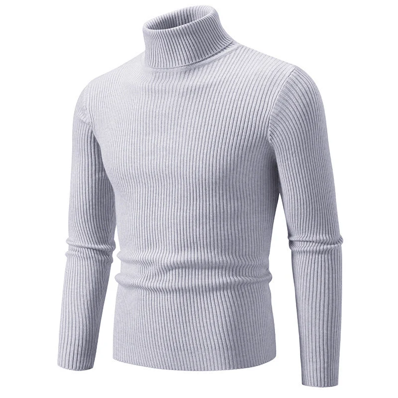 Herren nan taillierter Rollkragenpullover aus feinem Feinstrick mit geripptem Kragen