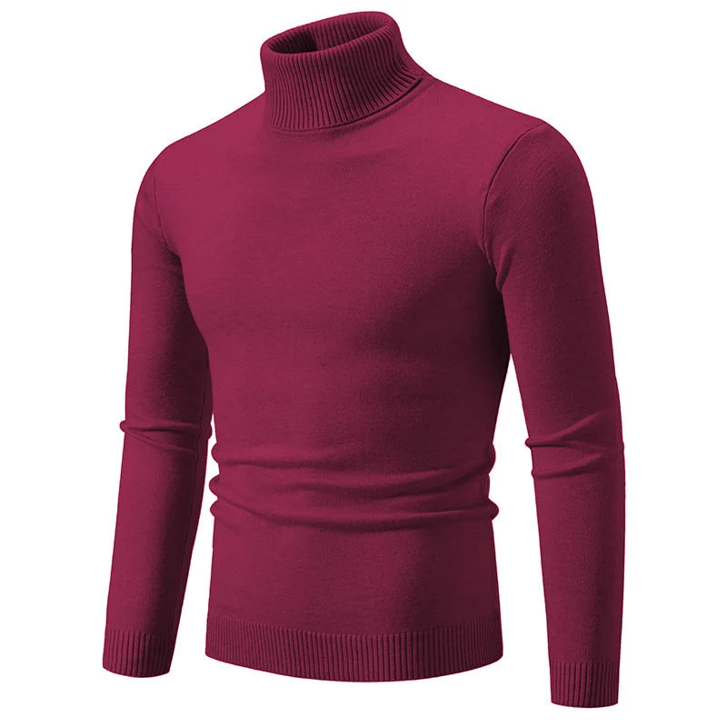 Herren nan taillierter Rollkragenpullover aus feinem Feinstrick mit geripptem Kragen