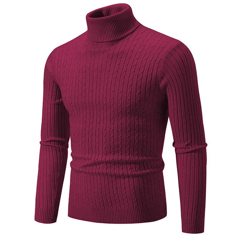 Herren nan taillierter Rollkragenpullover aus feinem Feinstrick mit geripptem Kragen