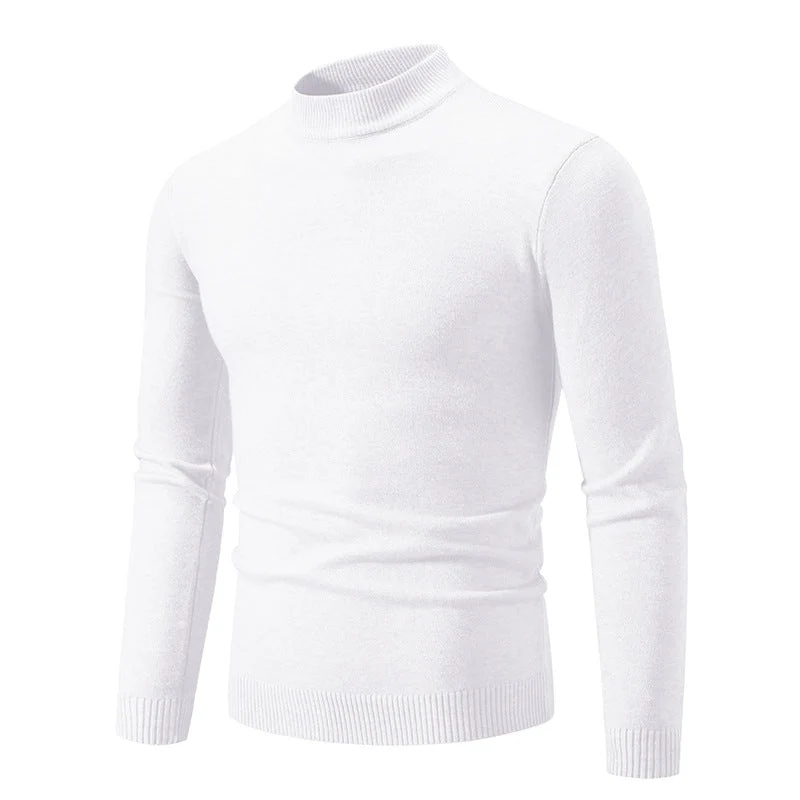 Herren nan taillierter Rollkragenpullover aus feinem Feinstrick mit geripptem Kragen