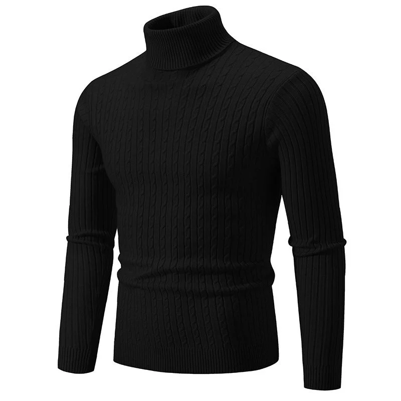 Herren nan taillierter Rollkragenpullover aus feinem Feinstrick mit geripptem Kragen