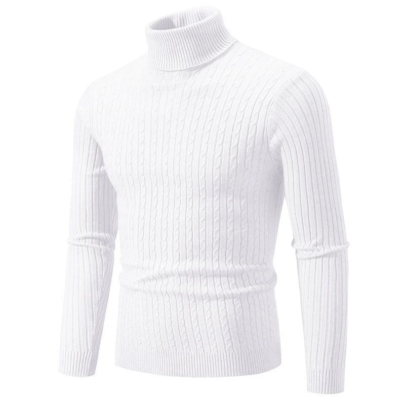 Herren nan taillierter Rollkragenpullover aus feinem Feinstrick mit geripptem Kragen