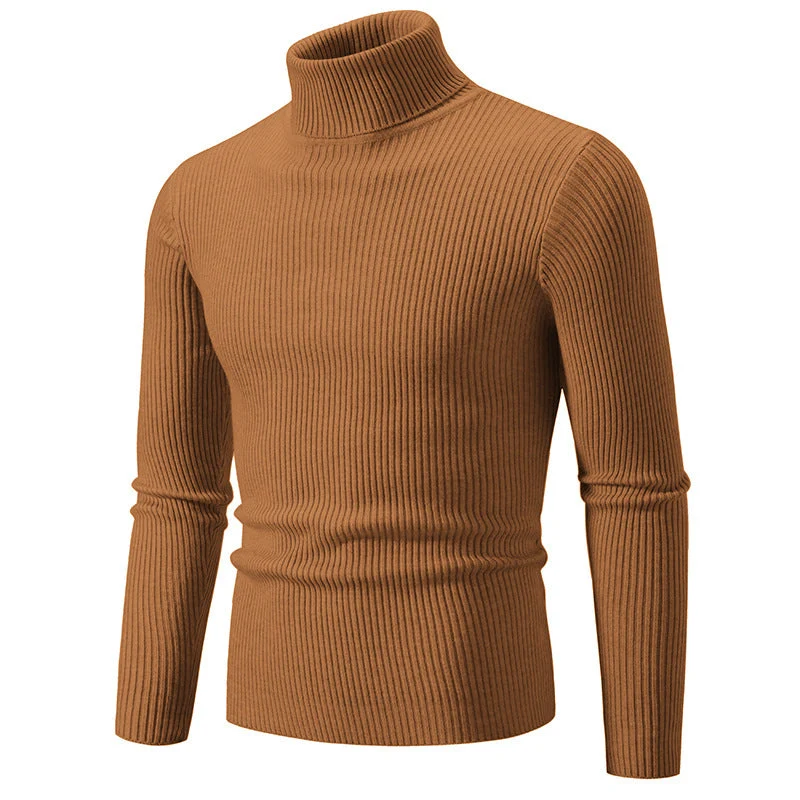 Herren nan taillierter Rollkragenpullover aus feinem Feinstrick mit geripptem Kragen