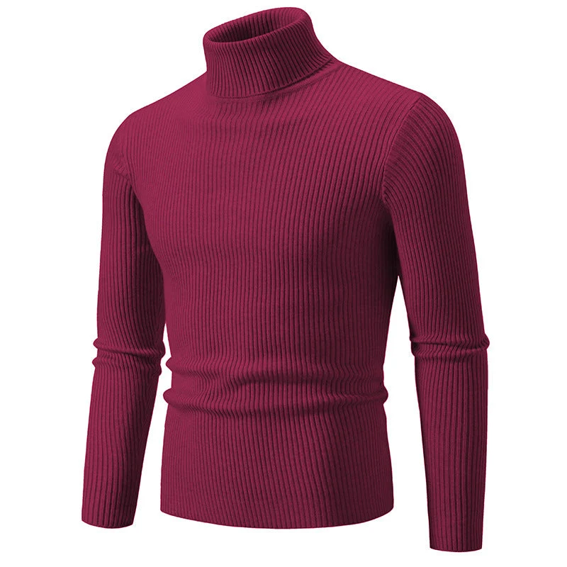 Herren nan taillierter Rollkragenpullover aus feinem Feinstrick mit geripptem Kragen