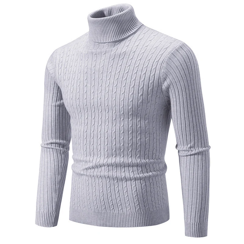 Herren nan taillierter Rollkragenpullover aus feinem Feinstrick mit geripptem Kragen