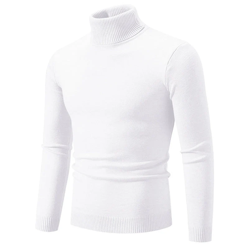 Herren nan taillierter Rollkragenpullover aus feinem Feinstrick mit geripptem Kragen