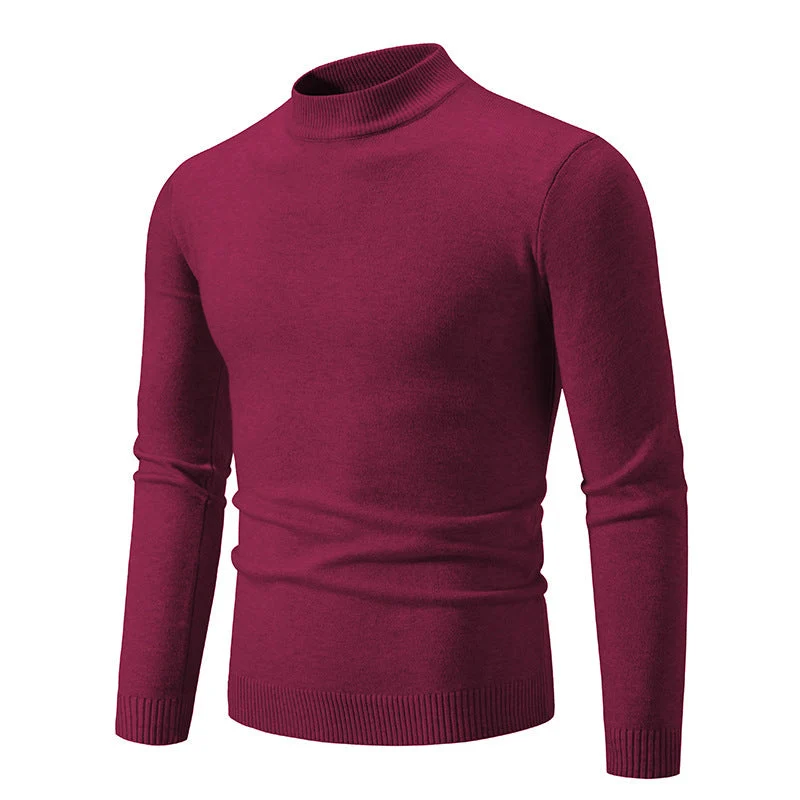 Herren nan taillierter Rollkragenpullover aus feinem Feinstrick mit geripptem Kragen