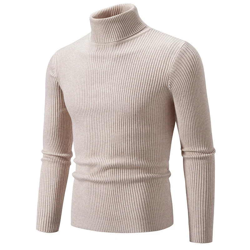 Herren nan taillierter Rollkragenpullover aus feinem Feinstrick mit geripptem Kragen