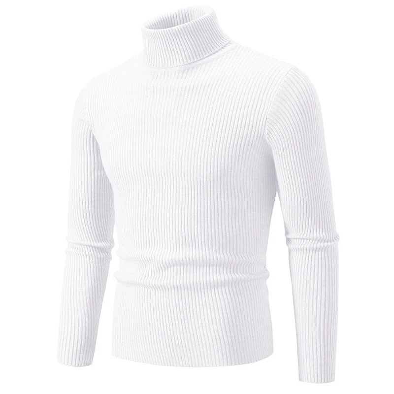 Herren nan taillierter Rollkragenpullover aus feinem Feinstrick mit geripptem Kragen