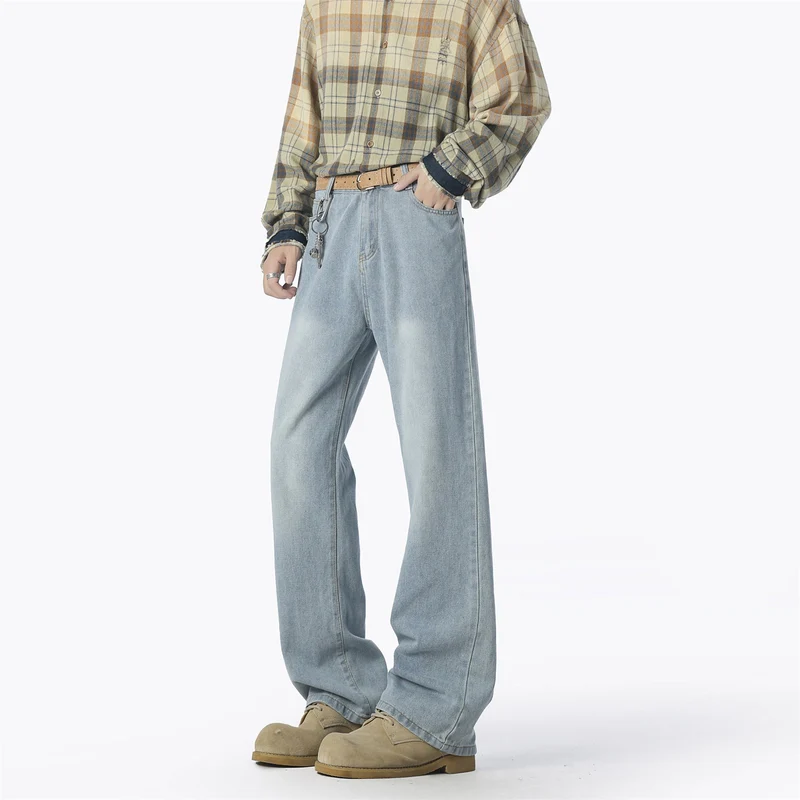 Herren lässige weit geschnittene Denim-Hose Nord Taschen
