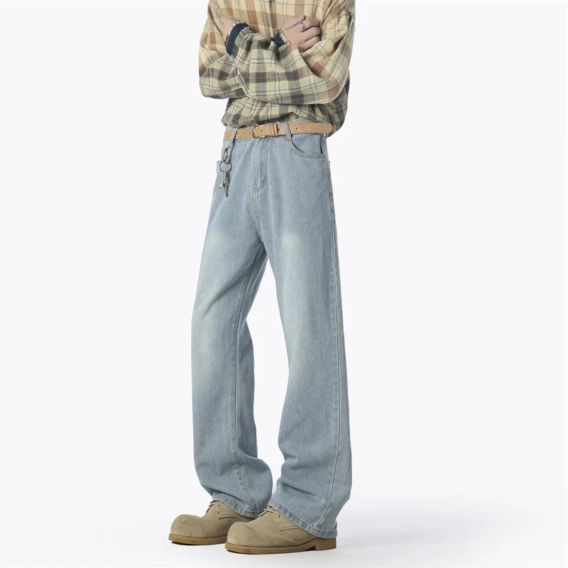 Herren lässige weit geschnittene Denim-Hose Nord Taschen