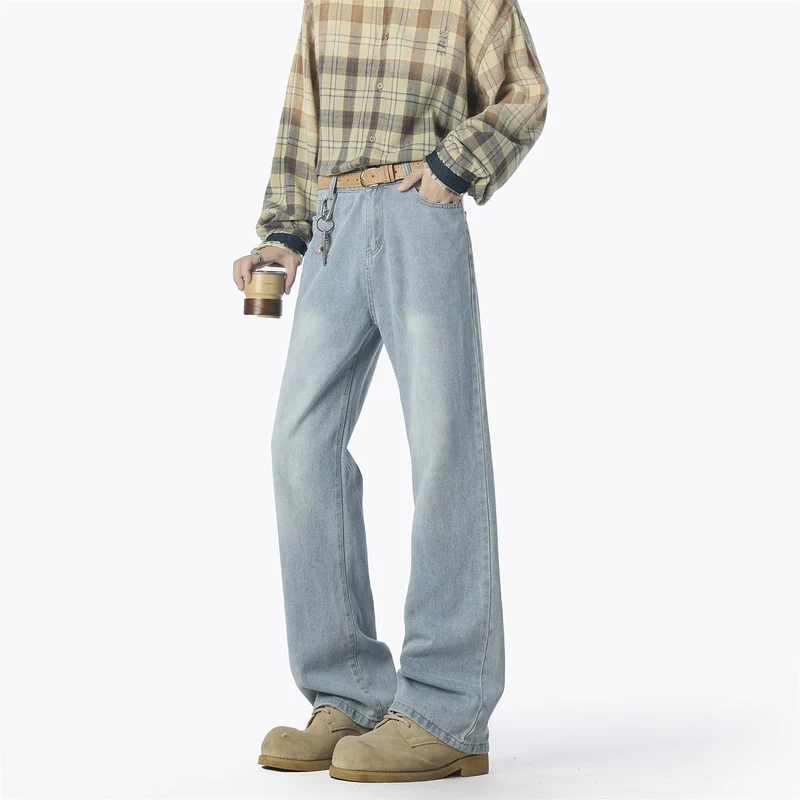 Herren lässige weit geschnittene Denim-Hose Nord Taschen