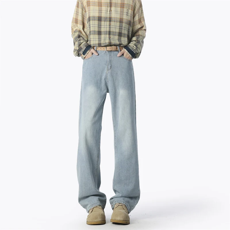 Herren lässige weit geschnittene Denim-Hose Nord Taschen